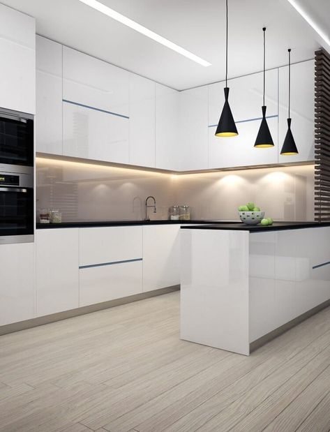 Dapur Skandinavia, Küchen In U Form, Model Dapur, Interior Dapur, Kitchen Luxury, Gloss Kitchen, Kitchen Interiors, Modern Kitchen Interiors, Studio Apartments