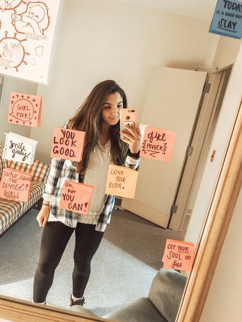 Motivational Mirror Messages, Motivational Mirror, Mirror Messages, Sticky Notes Quotes, Mirror Quotes, Image Of God, Notes Project, I Am Affirmations, Self Promo