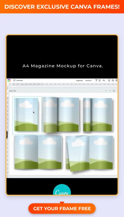 A4 Canva KDP book cover mockup design. Perfect for showcasing your book cover on Pinterest. Canva Magazine, Canva Frames, Book Mockup, Magazine Mockup, Self Publishing, Book Cover Design, Book Design, Book Covers, Cover Design