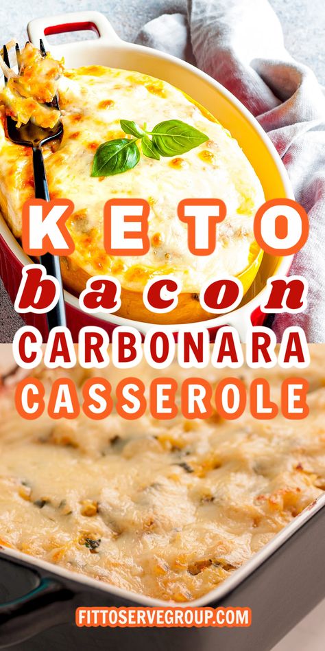 If you've been missing your pasta carbonara since going keto, you're going to love this keto bacon carbonara casserole. Featuring a creamy carbonara sauce, bacon, mushrooms, parmesan cheese, and spaghetti squash, this keto casserole is sure to be a hit! keto bacon carbonara casserole| low carb carbonara casserole | #ketobaconcarbonaracasserole #lowcarbbaconcarbonara #ketocarbonara Carbonara Casserole, Low Carb Carbonara, Creamy Carbonara Sauce, Casserole Low Carb, Keri Soup, Creamy Carbonara, Bacon Carbonara, Chicken Carbonara Recipe, Keto Carnivore