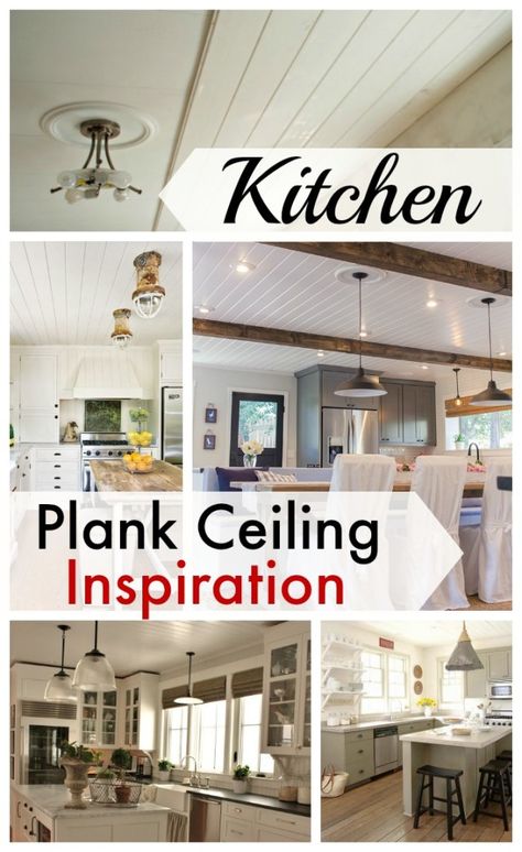 Kitchen plank ceiling inspiration. | www.chatfieldcourt.com Planked Ceilings, Plank Ceilings, Kitchen Ceilings, Ceiling Inspiration, Beadboard Kitchen, Ceiling Remodel, Kitchen Ceiling Design, Shiplap Kitchen, Wood Plank Ceiling