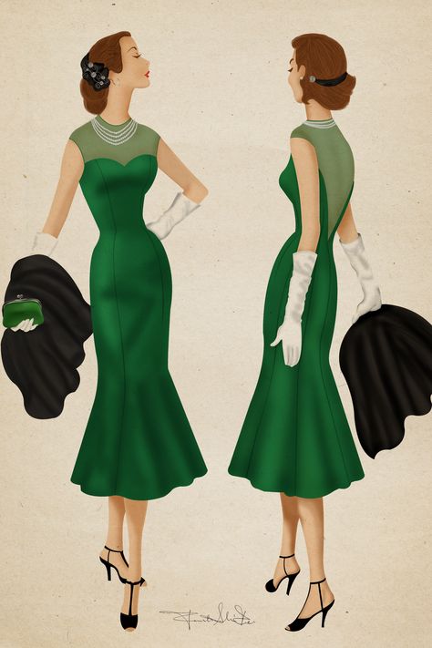 Concurso Serie Velvet Diseño de los años 60's Color esmeralda. #serie #velvet #España #dress 60s Velvet Dress, Velvet Tv Series, Velvet Serie, 3 Tv, 1960 Fashion, Fashion 1960s, Tango Dress, Green Dresses, Dress Drawing