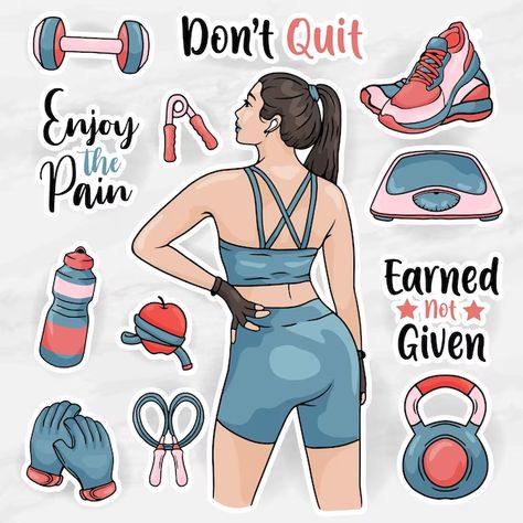 Fitness Illustration Vectors, Photos and PSD files | Free Download Fitness Artwork, Fitness Planner Stickers, Fitness Wallpaper, Free Planner Stickers, Fitness Art, Illustration Quotes, Sport Illustration, Bodyweight Workout Beginner, Workout Pictures