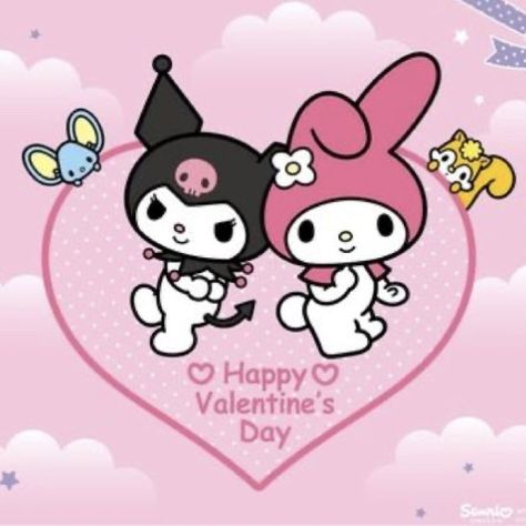 Kuromi Valentines Day, My Melody Valentines Day, Happy Valentines Day Anime, Sanrio Valentines Day, Anime Valentines Day, Valentines Day Anime, Sanrio Valentines, Onegai My Melody, Valentine Card Template