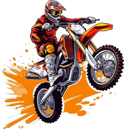 Vetor um piloto de motocross em uma moto... | Premium Vector #Freepik #vector #enduro #motocross Dirt Bike Vector, Motocross Stickers, Ktm Dirt Bikes, Ktm Motocross, Paw Patrol Birthday Theme, Bike Artwork, Cross Drawing, Ktm Motorcycles, Ktm 690 Enduro