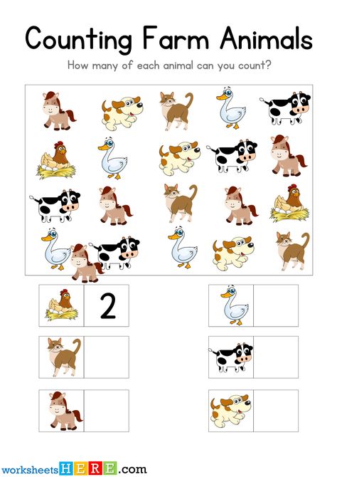 Counting Farm Animals, Count Each Farm Animals and Write PDF Worksheet For Kids - WorksheetsHere.com Farm Animals Worksheets For Kids, Animals Worksheets For Kids, Rote Counting, Worksheet For Kids, The Teacher, Worksheets For Kids, Farm Animals, Kindergarten, Preschool