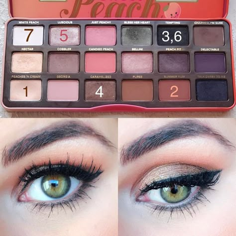 @danial_barbier on Instagram: “Valentine's Day is coming up and here is one look I would do if I went out on a date with my husband!:) so throughout this week and next…” Peach Palette Looks, Too Faced Peach Palette, Peach Pallet, Too Faced Sweet Peach Palette, Peach Eye, Too Faced Sweet Peach, Sweet Peach Palette, Natural Eye Makeup Tutorial, Too Faced Peach