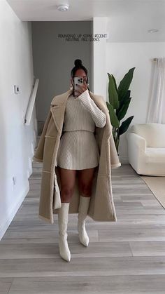 Coat With Dress Outfit, Cute Fall Birthday Outfits, Trench Coat Outfit Aesthetic, Trench Coat With Dress, Oldies Outfits, Classy Winter Outfits Dressy, December Birthday Outfit, Coat With Dress, Fall Birthday Outfit