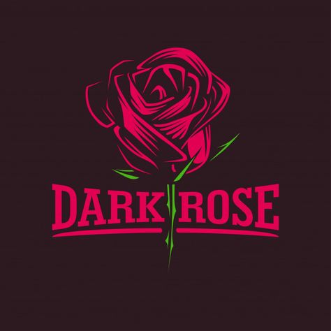 Dark rose logo illustration Premium Vector Dark Roses, Rose Drawing Tattoo, Rose Logo, Red Rose Tattoo, Roses Design, Rose T Shirt, Dark Rose, Graphic Tshirt Design, Dope Art