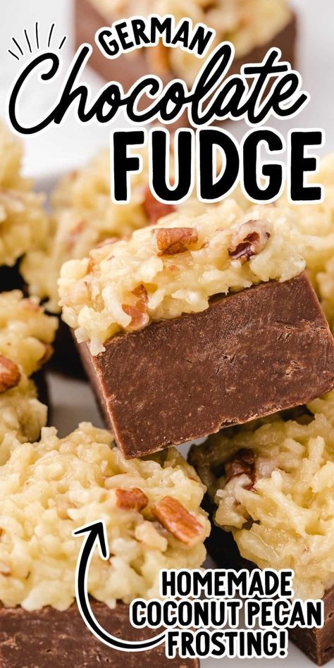 German Chocolate Fudge Recipe, Coffee Fudge Recipes, German Chocolate Fudge, Chocolate Fudge Recipes Easy, Coffee Fudge, Pecan Frosting, Chocolate Fudge Recipe, Easy Chocolate Fudge, Homemade Fudge Recipes