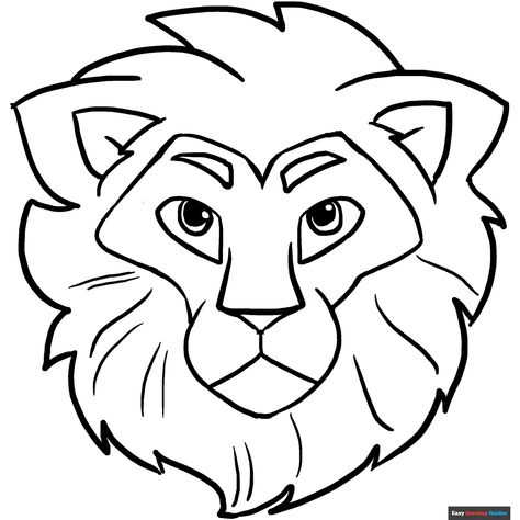 Free Lion Head Coloring Page for Kids Lion Head Drawing, Lion Drawing Simple, Half Face Drawing, Draw A Lion, Lion Face Drawing, Simple Face Drawing, Sharpie Colors, Lion Drawing, Mouth Drawing