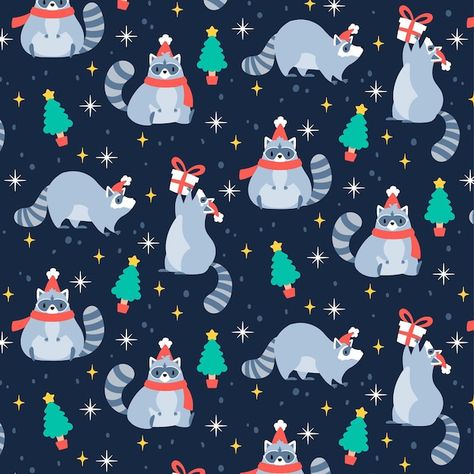 Christmas Raccoon Wallpaper, Freepik Christmas, Raccoon Wallpaper, Christmas Raccoon, Christmas Party Poster, Holiday Icons, Christmas Graphic Design, Xmas Greeting Cards, Christmas Tree Collection