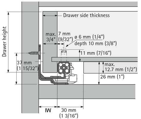 18" Quadro FAQ Undermount Drawer Slides, Soft Close, 1135602 Drawer Detail Drawing, Aircraft Hangar Design, Closet Detail, Detail Sketch, Undermount Drawer Slides, Cabinet Building, Hangar Design, Shoe Drawer, Aircraft Hangar