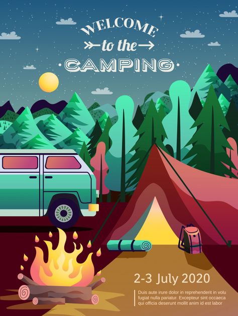 Hiking Poster, Camping Poster, Poster Ramadhan, Camper Art, Camping Site, Concert Poster Design, Advertisement Poster, Sky Abstract, Canvas Learning