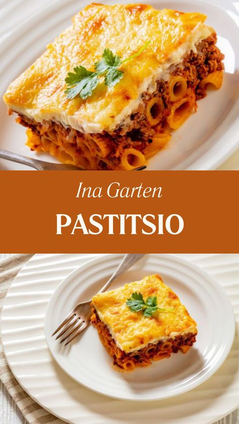 Ina Garten Pastitsio Pastitsio Recipe Easy, Pastitsio Ina Garten, Ina Garten Pasta Recipes, Pastitsio Recipe, Béchamel Sauce, Bechamel Sauce, Winner Winner, Meat Sauce, Crushed Tomatoes