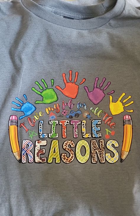 Size large tshirt. Great for teacher or daycare worker Teacher Shirts Designs Ideas, Childcare Shirt Ideas, Early Childhood Education T Shirts, Prek Teacher Shirts Designs, Head Start Shirts, Teacher T Shirts Ideas Design, Daycare Teacher Shirts, Teacher Tshirt Ideas, Daycare Shirts