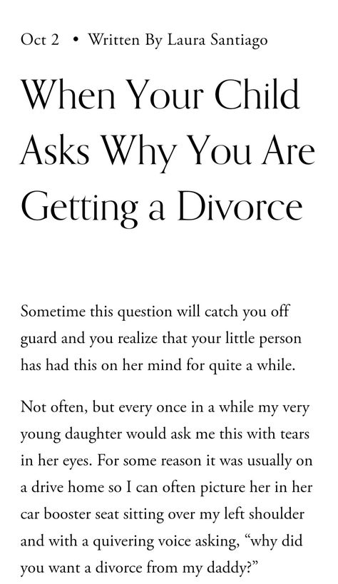 Screenshot of title page of blog on what to say when your child asks why you are getting a divorce. Kids Of Divorced Parents Quotes, Divorce Advice Kids, Divorce With Young Children, How Do You Know When Its Time To Divorce, Coping With Divorce, Divorce While Pregnant, Dysfunctional Relationships, Divorce Advice, Brown Hair Brown Eyes