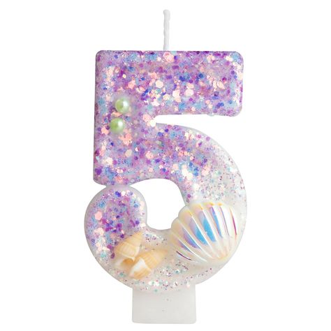 PRICES MAY VARY. 【BIRTHDAY CANDLES INFORMATION】: Comes with 1 piece glitter mermaid numer 5 candle. The numeral 5 birthday candle size is approx. 8 cm/ 3 inches in length, total length (include the candle pick) is approx. 11.5 cm/ 4.5 inches, proper size as cake topper decoration for most boys girls kids birthday and wedding cake. 【NUMBER CANDLES FOR CAKE SAFE MATERIAL】: Our mermaid birthday candles with Shell and multicolor sequin are made of environmentally friendly materials, safe and odorles Mermaid Party Candy Table, Simple Mermaid Party Decorations, Little Mermaid 5th Birthday Party Ideas, Dive Into 5 Mermaid Party, 5th Birthday Mermaid Party, Mermaid Party Activities For Kids, 5th Mermaid Birthday Party, Mermaid Bday Party Ideas, Mermaid Toddler Birthday Party