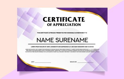 Purple Business Certificate Template Business Certificate, Certificate Of Recognition Template, Certificate Layout, Blank Certificate Template, Blue Flowers Background, Certificate Of Achievement Template, Blank Certificate, Certificate Background, Editable Certificates