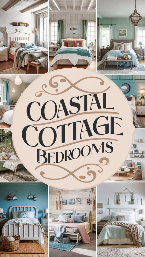 Coastal Bedroom Ideas: Bringing Beach Vibes Home on a Budget — Coastal Cottage by Celeste Beach Dorm Room Ideas Boho, Blue Green Coastal Bedroom, Coastal Wall Decor Ideas Bedroom, Vintage Nautical Decor Bedroom, Nautical Bedroom Aesthetic, Vintage Beach Bedroom Ideas, Coastal Color Palette Inspiration, Coastal Grandma Bedrooms, Coastal Vibe Bedroom