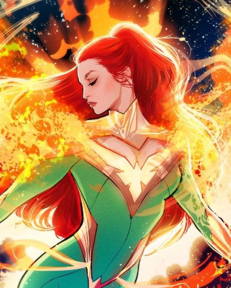 Phoenix (Force Phoenix) - X MEN Phoenix Comic, Phoenix Marvel, Marvel Jean Grey, Phoenix Force, Mr Sinister, Jean Grey Phoenix, Illustration Process, Phoenix Art, Dark Phoenix