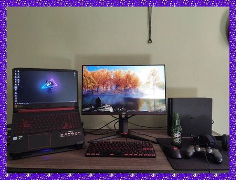 [PaidLink] 55 Must Have Laptop Gaming Setup Recommendations You Have To Try Quickly #laptopgamingsetup Pc And Laptop Desk Setup, Laptop And Monitor Desk Setup, Setup Notebook, Ps4 Setup, Couple Gaming Room Setup, Gaming Laptop Setup, Setup Laptop, Laptop Setup, Laptop Gaming Setup