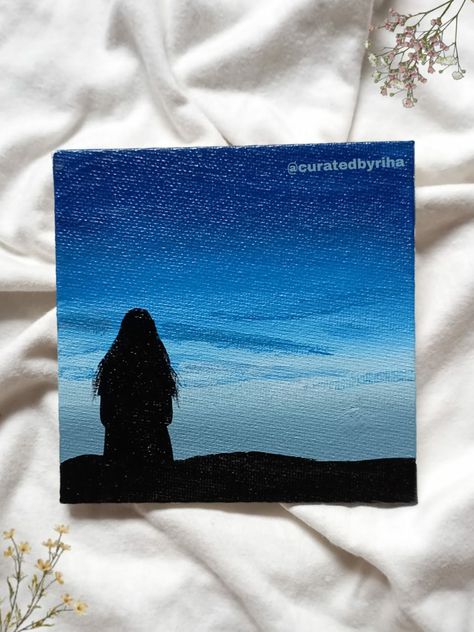 Aesthetic girl silhouette painting👤🧩 Alone Paint Ideas, Aesthetic Silhouette, Girl Painting, Silhouette Painting, Girl Silhouette, Cute Paintings, Sketches Simple, Painting Of Girl, Diy Canvas Art Painting