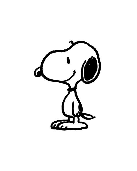 Simple Snoopy Tattoo, Small Snoopy Tattoo, Snoopy Stencil, Snoopy Outline, Black And White Cartoon Characters, Snoopy Sketch, Snoopy And Woodstock Tattoo, 80s Tattoo Ideas, Snoopy Doodle