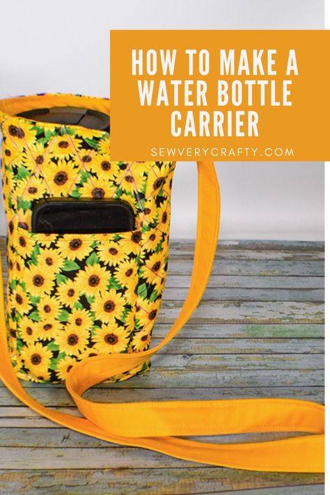 How To Sew A Water Bottle Holder, Quilted Water Bottle Holder, Quilted Water Bottle Holder Free Pattern, Pattern For Water Bottle Carrier, Free Pattern Water Bottle Holder, Water Bottle Holder Diy Free Pattern, Diy Insulated Water Bottle Holder, Water Bottle Holders Diy, Water Bottle Cell Phone Holder