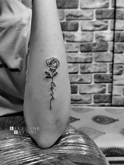 Small rose tattoo done by billu tattooist at level ink tattoos Linear Rose Tattoo, Places For Tattoos, Small Rose Tattoo, Work Tattoo, Line Work Tattoo, Small Rose, Beauty Tattoos, Rose Tattoo, Ink Tattoo