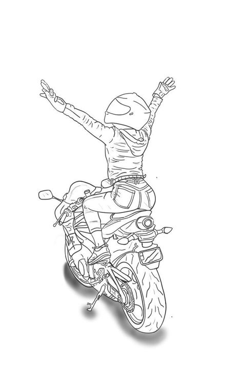 Motorcycle Outline Drawing, Moto Tattoo Ideas, Bikers Tattoo, Motorbike Drawing, Super Coloring Pages, Motorcycle Tattoo, Sticker Tattoo, Motorcycle Tattoos, Bike Tattoos