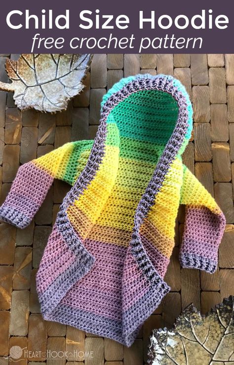 Toddler Hoodie Free Crochet Pattern (size 2/3T) Hoodie Free Pattern, Crocheting Tutorials, Yarn Patterns, Crocheted Patterns, Crochet Baby Sweater, Crochet Kids, Crochet Sweater Pattern Free, Crochet Toddler, Pull Bebe