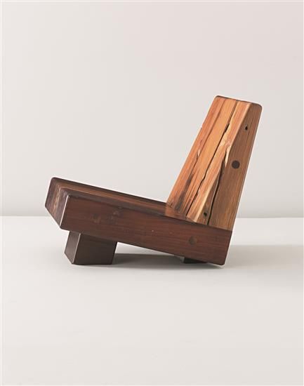 ZANINI DE ZANINE ‘Trapezio’ low chair, from the 'Reclaimed Woods' series, 2010  Gonçalo Alves, Maçaranduba, Ipê, Peroba, Cumaru. 64 x 59 x 67 cm (25 1/4 x 23 1/4 x 26 3/8 in) Produced by Atelier Zanini de Zanine, Brazil. Skateboard Furniture, 2x4 Projects, Low Chair, Furniture Inspiration, Kraken, Wooden Chair, Wood Chair, Wood Working, Wood Design