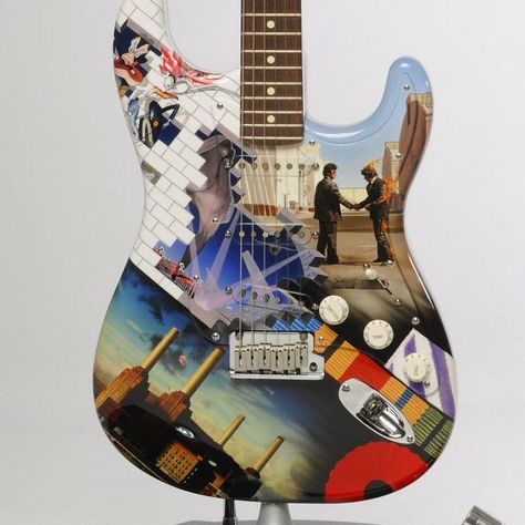 💥The Pink Floyd guitar by Piers Dowell 🎸💥 •  #pinkfloyd Pink Floyd Guitar, Pink Floyd Wallpaper, Pink Floyd Albums, Pink Floyd Art, Richard Williams, Bass Guitar Lessons, Pink Floyd Wall, Stratocaster Guitar, Guitar Painting