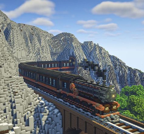 Minecraft Rail System, Minecraft Draw Bridge, Minecraft Railroad Station, Train In Minecraft, Minecraft Railway Bridge, Minecraft Train Bridge, Minecraft Steam Train, Drawbridge Minecraft, Big Bridge Minecraft