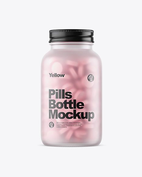 Frosted Glass Bottle With Pills Mockup Pill Bottle Label, Vitamin Packaging, Capsule Medicine, Vitamin Bottle, Medicine Design, Supplement Label Design, Frosted Glass Design, Mobile Mockup, Book Cover Mockup