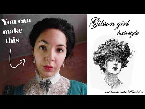 Gibson Girl Hair Tutorial, Hairstyle With Hat, Victorian Era Hairstyles, Gibson Girl Hair, Edwardian Hair, Hair Rat, Historical Gowns, Edwardian Hairstyles, Victorian Hairstyles