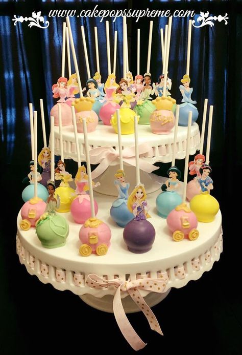 Princess Mini Cake, Disney Princess Birthday Candy Table, Small Princess Party Ideas, Cake Pops Disney Princess, Princess Themed Cake Pops, Disney Princess Cake Pops Ideas, Disney Princess Dessert Table Ideas, Princess Lego Birthday Party, Princess Party Cake Ideas