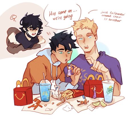 Jercy Fanart, Jason And Percy, Percy And Nico, Percy Jackson Comics, The Big Three, Jason Grace, Percy Jackson Fan Art, Percy Jackson Characters, Percy Jackson Memes