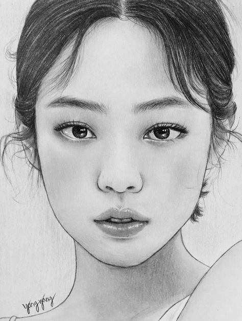 Jennie Kim Sketch Pencil, Jennie Kim Sketch, Pink Drawing, Flower Pattern Drawing, Dragon Sketch, Animation Art Sketches, Charcoal Sketch, Pencil Drawings Easy, Kpop Drawings