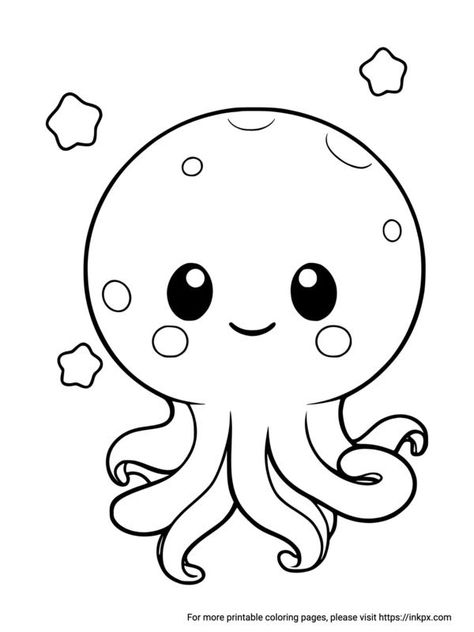 Free Printable Animal Coloring Pages Octopus Clipart Black And White, Cute Octopus Drawing, Octopus Printable, Whiteboard Doodles, Octopus Coloring, Octopus Cartoon, Octopus Colors, Octopus Coloring Page, Moon City