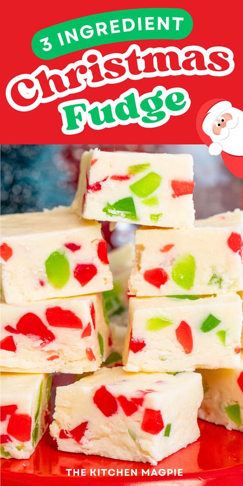 3 Ingredient Christmas Fudge Christmas Fudge Recipes Easy, Holiday Fudge Recipes, 2 Ingredient Fudge, Cozy Winter Recipes, Holiday Fudge, Easy Fudge, Christmas Yummies, Christmas Fudge, Fudge Recipes Easy