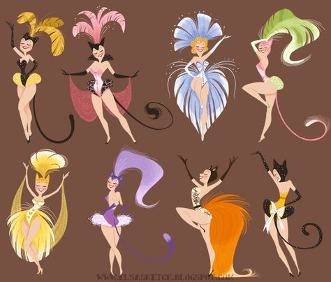 showgirls Arte Pin Up, Arte Grunge, Guys And Dolls, Dessin Adorable, Pin Up Art, Character Design References, Cartoon Style, Design Sketch, Character Design Inspiration