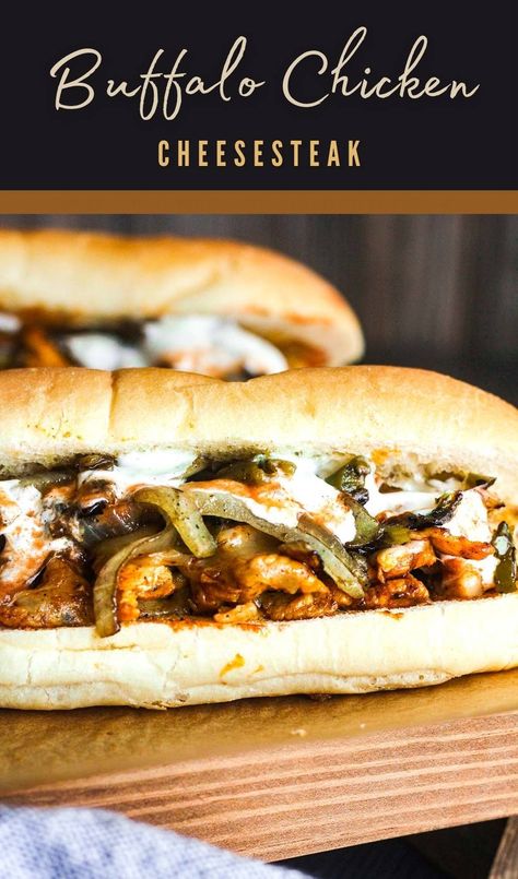 Buffalo Chicken Cheesesteak, Chicken Philly Cheesesteak, Hoagie Sandwiches, Spicy Sandwich, Chicken Cheesesteak, Chicken Philly, Cheesesteak Recipe, Buffalo Chicken Sandwiches, Oven Chicken Recipes