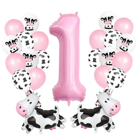 PRICES MAY VARY. 【Holy Cow im One Birthday Decoration】: You will get a set of 24 cow birthday balloons, including 6 cow print balloons, 8 pink balloons, 6 cow pattern balloons, 2 cow shape balloons, 1 pink number balloon, 1 ribbon.It's perfect for decorating a girl's first birthday party.It will be a great addition to birthday theme party, amazing to boost the atmosphere for your party over. 【Easy to Inflate and Long Time of Display 】:These cow balloons are easy to inflate with helium or air.Aft Cow Theme First Birthday Girl, Holy Cow Im One Birthday Girl Decor, Cow 1st Birthday Girl, Cow 1st Birthday Party, Holy Cow Im One Birthday Girl, Farm Animal Balloons, Cow Balloons, Cow 1st Birthday, Holy Cow Im One