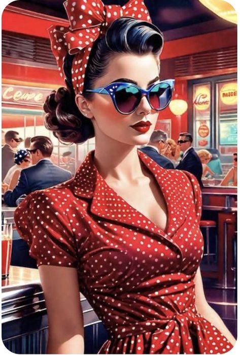 Pinup Outfits Ideas, 80s Photoshoot Ideas, Vintage Photoshoot 50s, Vintage Pin Up Art, Coquette 60s, 1950s Aesthetic, Illustrated Portraits, 50s Theme, Gingham Outfit