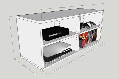 Ps4 Shelf Ideas, Gaming Slide Shelf, Shelf For Xbox Games, Playstation Floating Shelf, Playstation Console Shelf, Game Console Shelf, Console Shelf, Game Storage, Diy Games