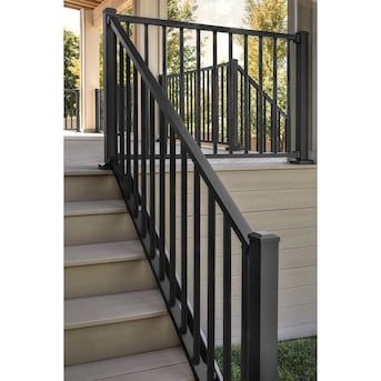 Trex Signature 6-ft x 1.75-in x 36-in Charcoal Black Aluminum Deck Stair Rail Kit in the Deck Railing Systems department at Lowes.com Trex Railing, Deck Stair Railing, Black Railing, Deck Railing Systems, Stair Rail, Aluminum Decking, Deck Stairs, Deck Railing, Front Deck