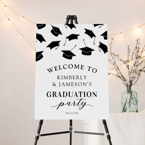 Double Graduation Party Welcome Foam Board | Zazzle Creative Graduation Party Ideas, Graduation Party Welcome Sign, Text Template, Welcome Board, Party Welcome Sign, Graduation Celebration, Fathers Day Cards, Foam Board, Photo Displays