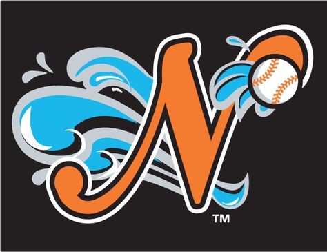 Norfolk Tides Cap Logo (2008) - (Road) An orange and black N surrounded by water on black Baseball Logo, Cap Logo, Virtual Museum, Sports Graphics, Sports Logos, Cleveland Cavaliers Logo, Sports Logo, On Display, Norfolk